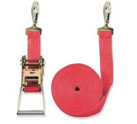 Braun - Cinghia 5000 Dan, 2 Pezzi, Lunghezza 8 m, Larghezza 50 mm, con Dente di Arresto e Ganci a carabina, Colore: Rosso