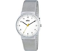Braun Orologio da Polso Analogico, Acciaio Inossidabile, Unisex, Argento/Bianco