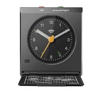 Braun classica sveglia analogica da viaggio con funzione snooze, design vintage, dimensioni compatte, coperchio pieghevole, movimento al quarzo silenzioso, sveglia crescendo in bianco, modello BC05B.