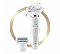 Braun - Epilatore Silk-épil 9 Flex, strumento di depilazione con rasoio e testina aggiuntivi per aree extra sensibili, funzionamento bagnato e asciutto, 100% impermeabile, bianco e oro, 9-002