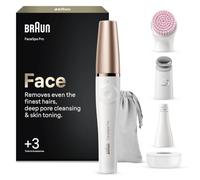 Braun FaceSpa Pro - Epilatore viso, sistema di pulizia e rassodamento della pelle, con 3 extra, SE 912, bianco/bronzo