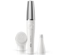Braun FaceSpa Pro SE910 - Dispositivo di bellezza 2 in 1 per la cura del viso, con piletta e spazzola per la pulizia del viso, colore: Bianco/Argento