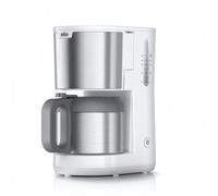Braun PurShine KF1505 WH - Macchina da caffè con filtro, 1,2 l, in acciaio inox, per fino a 9 tazze, sistema OptiBrew, funzione antigoccia, filtro girevole, spegnimento automatico, 1000 W, colore: