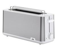 Braun Tostapane PurShine HT 1610 WH, 25 cm, 8 gradi di doratura, funzione di riscaldamento e scongelamento, inserto per panini, scomparto per briciole, 1030 W, bianco