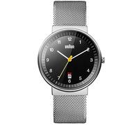 Braun Men's Quartz Three Hand Movement Watch with Analogue Display and Mesh Bracelet