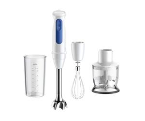 Braun MQ30202MWH Stabmixer Serie 3 | Frullatore a Immersione, PowerBell VPlus, 2 Velocità, Frusta in Acciaio Inox, Bicchiere 600ml, MQ30202M