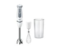 Braun MultiQuick 5 Vario MQ5205WH, Frullatore a Immersione, PowerBell Plus, 21 Velocità Variabili, Antischizzo, Lavabile in Lavastoviglie, Frusta e Bicchiere senza BPA, 1000W, Bianco/Grigio