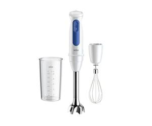 Braun MultiQuick3 MQ30.051M Minipimer, Frullatore ad Immersione Tecnologia PowerBell VPlus, Tecnologia Tedesca, 2 Velocità, Tecnologia Anti Schizzi, Bicchiere 600ml, Frusta a Filo, 900W, Bianco/Blu