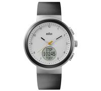 Braun Smartwatch digitale (45 mm) quadrante ibrido bianco/cinturino in silicone nero BN0299PWHBKG