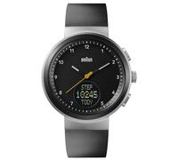 Braun Orologio analogico al quarzo con display digitale con calendario e conteggio dei passi, quadrante nero e cinturino in gomma siliconica nera, cassa in acciaio inox da 45 mm, modello BN0299NBKBKG