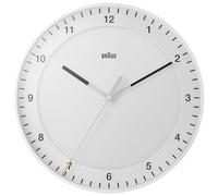Braun Orologio da Parete Grande Analogico Classico Movimento Continuo Silenzioso, Facile da leggere, Diametro di 30 cm, Colore bianco, modello BC17W.