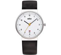 Braun Orologio da Polso Analogico con Cinturino in Pelle Nero/Bianco