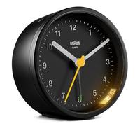 Braun Orologio Sveglia Analogico Classico Funzione Snooze e Luce, Movimento al Quarzo silenzioso, Suono Sveglia Beep con crescendo, colore nero, modello BC12B.