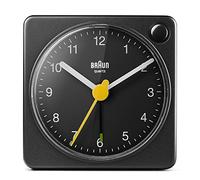 Braun Orologio Sveglia Analogico Classico viaggio con Funzione Snooze e Luce, dimensioni ridotte, Movimento al Quarzo silenzioso, Suono Sveglia Beep con crescendo, colore nero, modello BC02XB.