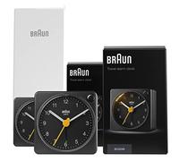 Braun Orologio Sveglia Analogico Classico viaggio con Funzione Snooze e Luce, dimensioni ridotte, Movimento al Quarzo silenzioso, Suono Sveglia Beep con crescendo, nero, modello BC02XB (2 Pack).