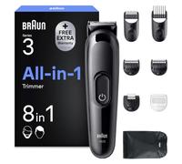 Braun Rasoio Elettrico Barba e Capelli Serie 3, Accessori, AIO3535g, Grigio | Rifinitore All-in-One 8in1, Lama Ultra Affilata, Regolabarba Uomo Ricaricabile, 14 Lunghezze, per Viso e Capelli, 50 Min. Aut