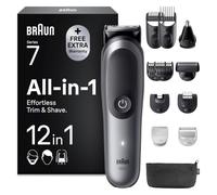 Braun Rasoio Elettrico Barba e Capelli Serie 7, Accessori AIO7545 Grigio | Rifinitore All-in-One 12in1, Lama Problade, Rasoio Elettrico Corpo Uomo, Peli Naso, Custodia, Impermeabile Ricaricabile