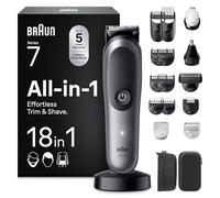 Braun Rifinitore All-In-One Series 7 AIO7585, Rasoio Elettrico Barba 18In1, Taglia Peli Naso E Orecchie, Macchinetta Per Capelli, Lama ProBlade, Tecnologia AutoSense, 120 Min Autonomia, Wet&Dry Grigio