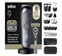 Braun Rasoio Elettrico Barba e Capelli Serie 9, Accessori AIO9565 Grigio