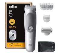 Braun Rasoio Elettrico Corpo Uomo Series 5, +7 Strumenti Cura Corpo, Con Tecnologia SkinGuard, 100 Min Autonomia, Testine SmoothShave & SensitiveTrim, Impermeabile, Rasoio Intimo Uomo, BG5555, Grigio