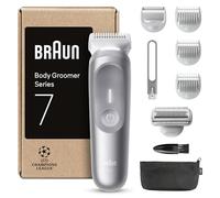 Braun Rasoio Elettrico Corpo Uomo Series 7, +8 Strumenti Cura Corpo, Luce Smartlight & SkinGuard, 100 Min Utilizzo, Testine SmoothShave & SensitiveTrim, Impermeabile, Rasoio Intimo Uomo, Grigio