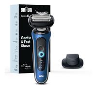 Braun Rasoio elettrico da uomo, serie 6 6120s, rasatura a secco e bagnato, modalità turbo e delicata, con rifinitore di precisione e custodia, blu