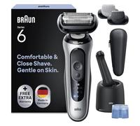 Braun Rasoio elettrico da uomo, serie 6, Wet & Dry, argento | SmartCare Center 4 in 1, accessori per regolabarba e body groomer, impermeabile, 60 minuti di autonomia, prodotto in Germania