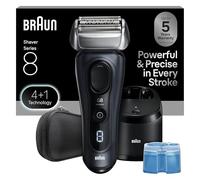 Braun Rasoio elettrico da uomo, serie 8 8560cc, 4+1 elementi di rasatura e rifinitore di precisione per capelli lunghi, Centro SmartCare 5 in 1, vicino e delicato anche su barba densa, rasoio
