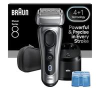 Braun Rasoio elettrico da uomo, serie 8 8567cc, 4+1 elementi di rasatura e rasoio di precisione per capelli lunghi, centro SmartCare 5 in 1, vicino e delicato anche su barba densa, rasoio elettrico