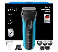 Braun Rasoio elettrico serie 3+, 3 lame flessibili, micropettine efficiente, accessorio per regolabarba, +5 pettini, rasoio da uomo bagnato e asciutto, prodotto in Germania, 3010BT, blu