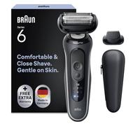 Braun Rasoio elettrico Series 6, fino a 60 minuti, attacco per rifinitore di precisione, rasoio da uomo, 100% impermeabile, 62-G1200SI, grigio