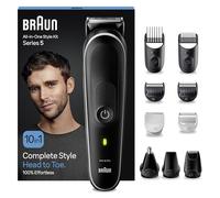 Braun REGOLABARBA STYLING KIT, Tagliacapelli Uomo, Rasoio Elettrico Barba e Capelli, 10-In-1 per Barba, Capelli, Corpo, Naso e Orecchie, 100 Minuti Di Utilizzo Senza Fili, MGK5440