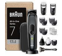 Braun Regolabarba Tagliacapelli Uomo, Rasoio Elettrico Barba e Capelli, 17-in-1 Styling Kit Per Barba, Capelli, Corpo, Naso e Orecchie, 100 Minuti Di Utilizzo, MGK7491 Nero