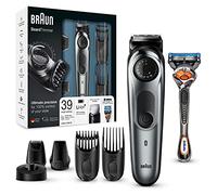 Braun Regolabarba Uomo BT7040 Mini Rasoio a Lamina e Tagliacapelli, con Rifinitore di Precisione, Lame Affilate di Lunga Durata, Rasoio Gillette Fusion 5 ProGlide, Base di Ricarica, Nero/Grigio