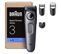 Braun Regolabarba Uomo Series 3, +4 Strumenti Di Styling, Lama Ultra Affilata, 50 Min Di Utilizzo, 40 Lunghezze, Rasoio Elettrico Barba, BT3525, Grigio