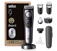 Braun Regolabarba Uomo Series 9, Rasoio Elettrico Barba Braun, +11 Strumenti Da Barbiere, Lama ProBlade Affilata A Vita, 180 Min, Selettore Di Precisione Con 52 Lunghezze, Impermeabile, BT9545, Cromo
