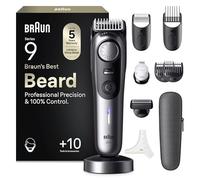 Braun Regolabarba Uomo Series 9, Rasoio Elettrico Barba Braun, +11 Strumenti Da Barbiere, Lama ProBlade Affilata A Vita, 180 Min, Selettore Di Precisione Con 52 Lunghezze, Impermeabile, BT9545, Cromo