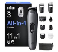 Braun Rifinitore All-In-One Series 3, Rasoio Elettrico Barba E Capelli 11In1, Con Lama Ultra Affilata, 14 Lunghezze, 50 Minuti di Autonomia, Styling Facile e Veloce Per Viso E Capelli, AIO3565 Grigio
