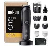 Braun Rifinitore All-in-One Series 5, Rasoio Elettrico Barba E Capelli 13In1, Taglia Peli Naso E Orecchie, Macchinetta Per Capelli, Lama ProBlade, Tecnologia AutoSense, Wet&Dry, AIO5565, Nero