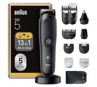 Braun Rifinitore All-in-One Series 5, Rasoio Elettrico Barba E Capelli 13In1, Taglia Peli Naso E Orecchie, Macchinetta Per Capelli, Lama ProBlade, Tecnologia AutoSense, Wet&Dry, AIO5565, Nero