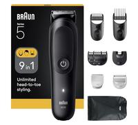 Braun Tagliaerba All-in-One Series 5, kit 9-in-1, lama affilata, rasatura del corpo, AIO5540, nero