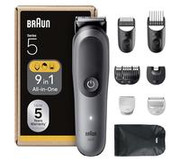 Braun Rifinitore All-in-One Series 5, Rasoio Elettrico Corpo Uomo, Barba E Capelli 9In1 Con Lama Ultra Affilata, Tecnologia SkinGuard Per Il Corpo, 120 Min di Autonomia, AIO5545, Grigio