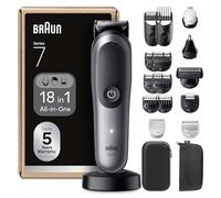 Braun Rifinitore All-In-One Series 7 AIO7585, Rasoio Elettrico Barba 18In1, Taglia Peli Naso E Orecchie, Macchinetta Per Capelli, Lama ProBlade, Tecnologia AutoSense, 120 Min Autonomia, Wet&Dry Grigio