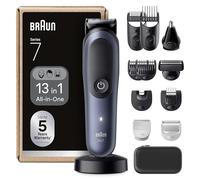 Braun Rifinitore All-In-One Series 7 AIO7565, Rasoio Elettrico Barba E Capelli 13In1 Con Lama ProBlade E Tecnologia AutoSense, 120 Min. Di Autonomia, Pettini Aree Sensibili E Sfumatura, Wet&Dry, Blu