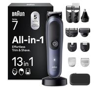 Braun Rifinitore All-In-One Series 7 AIO7565, Rasoio Elettrico Barba E Capelli 13In1 Con Lama ProBlade E Tecnologia AutoSense, 120 Min. Di Autonomia, Pettini Aree Sensibili E Sfumatura, Wet&Dry, Blu