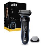 Braun Serie 5 Rasoio Elettrico Barba, Wet&Dry, Regolabarba Uomo, Rasoio Barba, 50 Min Di Utilizzo, Accessorio Rifinitore Corpo, Senza Fili, 100% Impermeabile, Regolabarba Braun, 52-B1600S, Blu