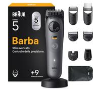 Braun Regolabarba Uomo Series 5, +9 Strumenti Di Styling, Rasoio Elettrico Barba, Lama Ultra Affilata, 120 Min di Autonomia, Impermeabile, Selettore di Precisione Con 40 Lunghezze, BT5565, Grigio