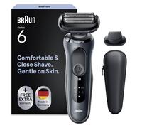 Braun Serie 6 Rasoio Elettrico Barba, 61-N1200s Grigio | Regolabarba Uomo Impermeabile, Ricaricabile, con Rifinitore di Precisione, Custodia Viaggio e Testina Sensoflex, Idea Regalo