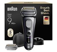 Braun Serie 9 PRO + Rasoio Elettrico Barba, Wet&Dry, 5+1 Lame Di Precisione Ultra Sottili, Regolabarba Uomo, Rasoio Barba, 60 Min Utilizzo, Testina di Ricambio Extra,Base Di Ricarica, 9617PSI, Argento