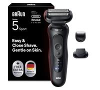 Braun Series 5 Rasoio Elettrico Barba, Wet&Dry | 50 min Di Utilizzo, Accessorio Rifinitore di Barba, Senza Fili, 100% Impermeabile, 52-N1500S, Nero